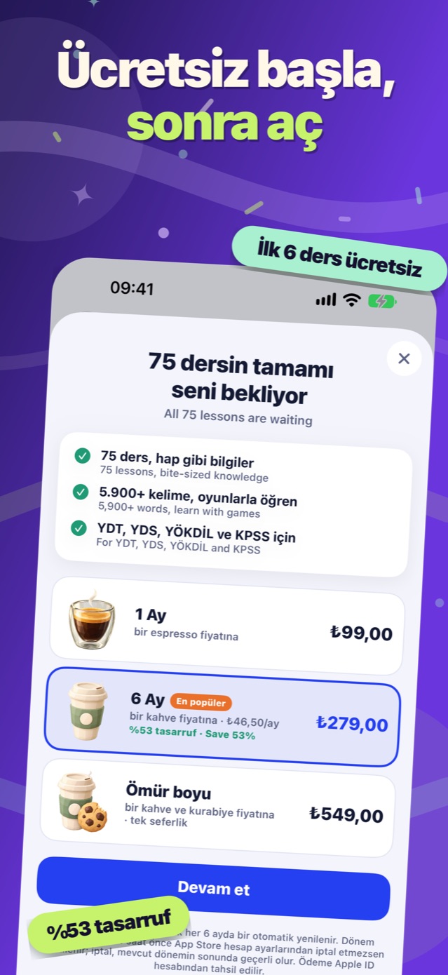 Ücretsiz başla, sonra aç